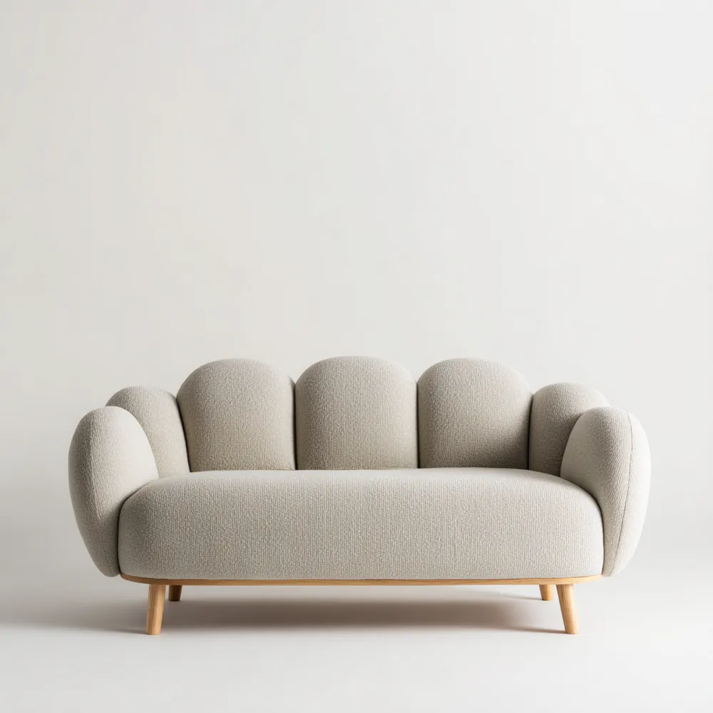 Divano due posti tessuto 150x85x80 cm – Beige Chiaro – Design Moderno