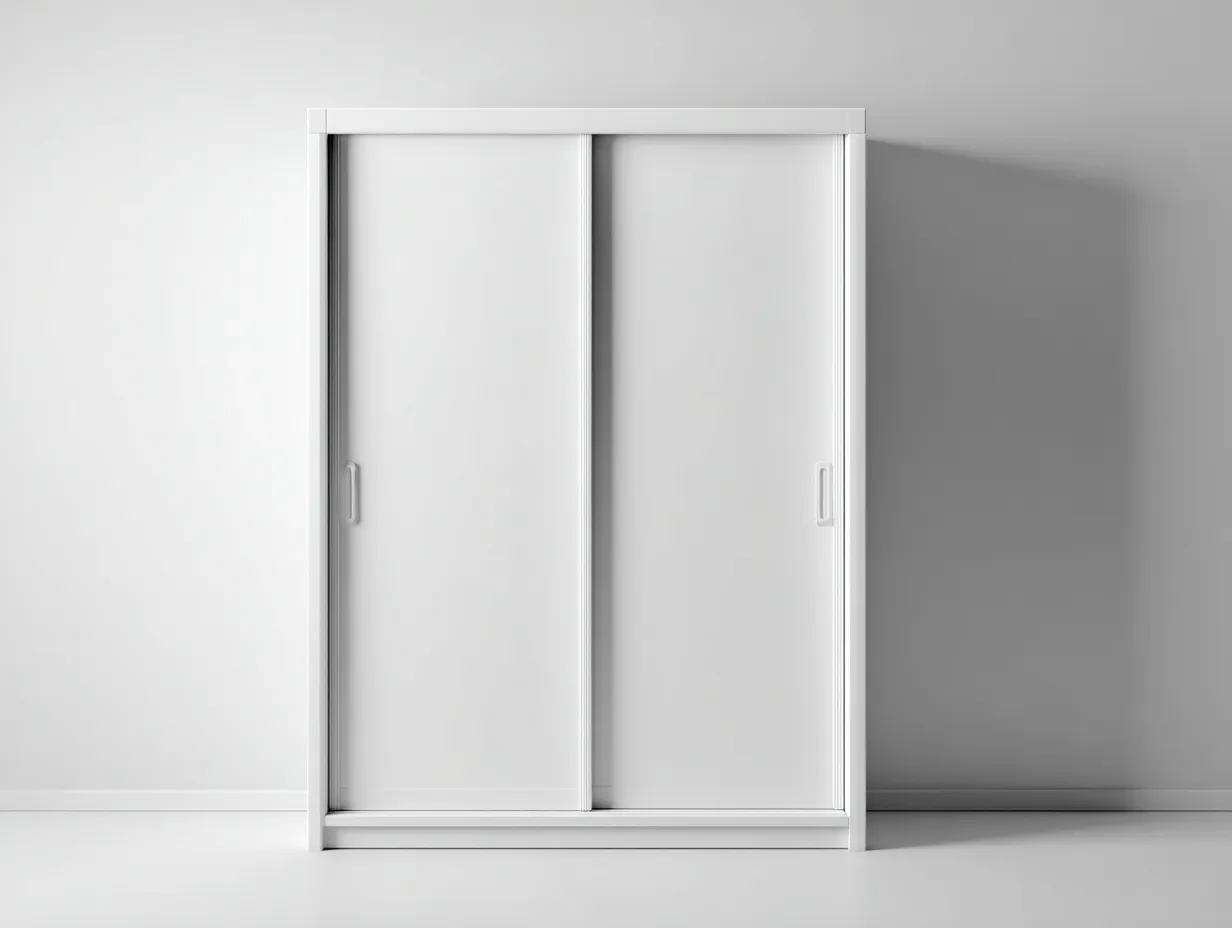 Armoire à portes coulissantes-Bois-200x60x210 cm-Blanc-Style moderne minimaliste-Dengoio