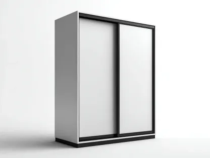 Armoire à portes coulissantes-Bois-Verre-Métal-180x60x205 cm-Blanc-Noir-Style moderne fonctionnel-Dengoio