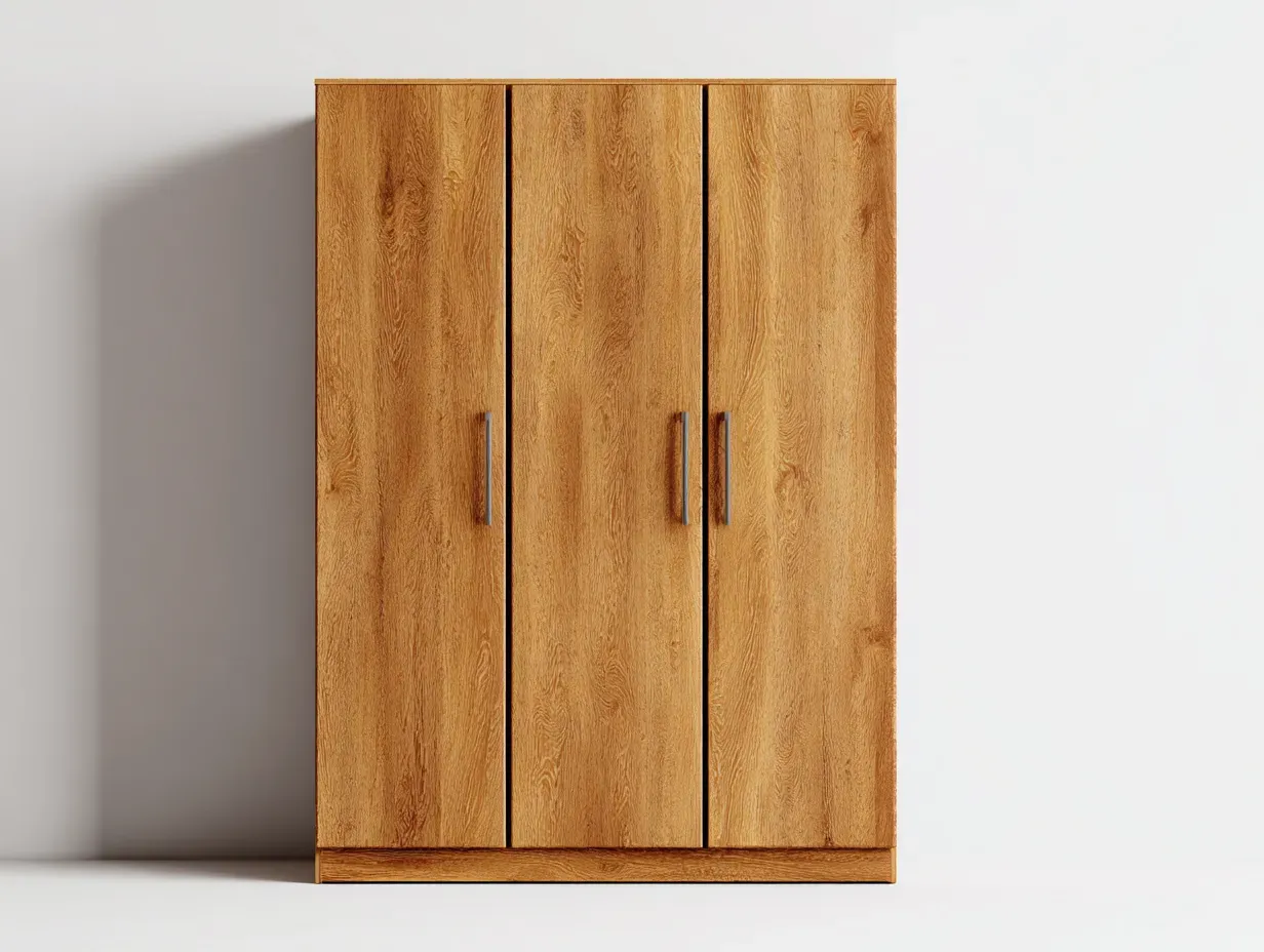 Armoire 3 portes - bois - 120x54x180 cm - chêne naturel - style moderne-Dengoio