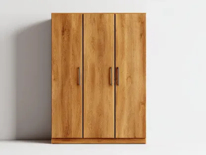 Armoire 3 portes - bois - 120x54x180 cm - chêne naturel - style moderne-Dengoio