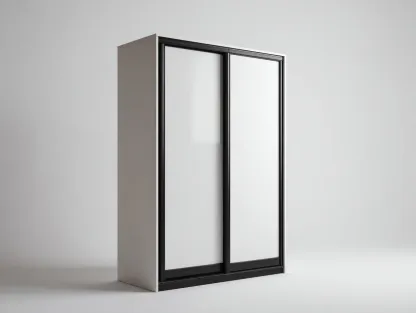 Armoire à portes coulissantes-Bois-Verre-Métal-170x58x200 cm-Blanc-Noir-Style moderne épuré-Dengoio