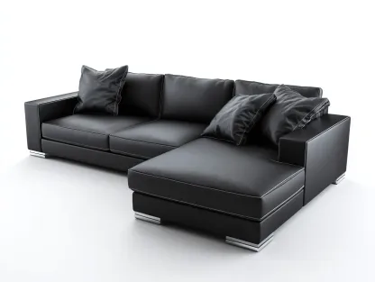 Canapé d'angle - Tissu - 268x165x88 cm - Noir - Style contemporain-Dengoio