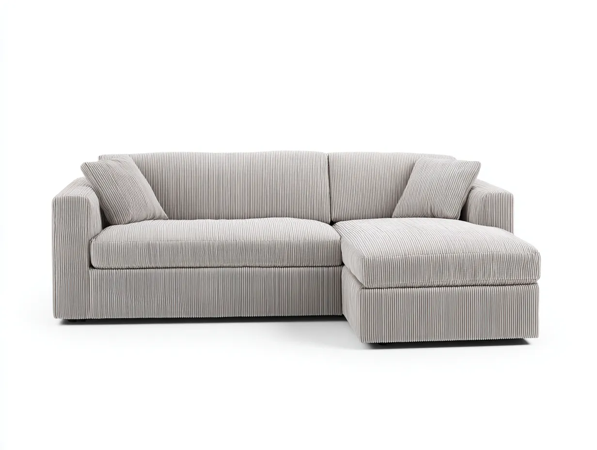 Canapé d'angle - Velours côtelé - 265x170x84 cm - Gris clair - Style contemporain-Dengoio