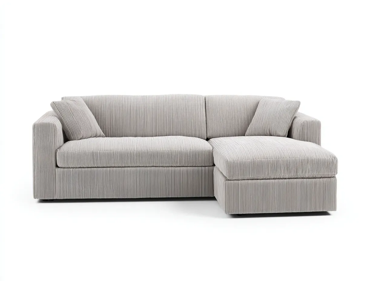 Canapé d'angle - Velours côtelé - 265x170x84 cm - Gris clair - Style contemporain-Dengoio