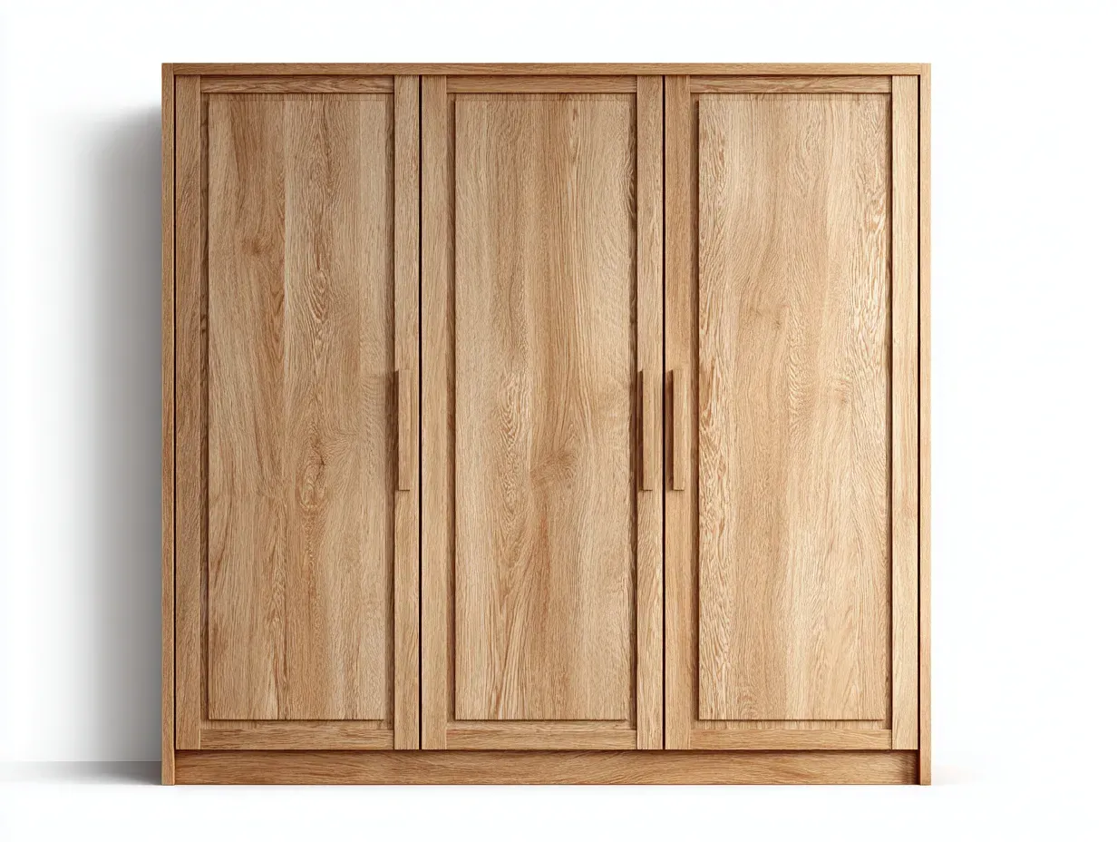 Armoire 3 portes - bois - 135x58x185 cm - chêne naturel - style scandinave-Dengoio
