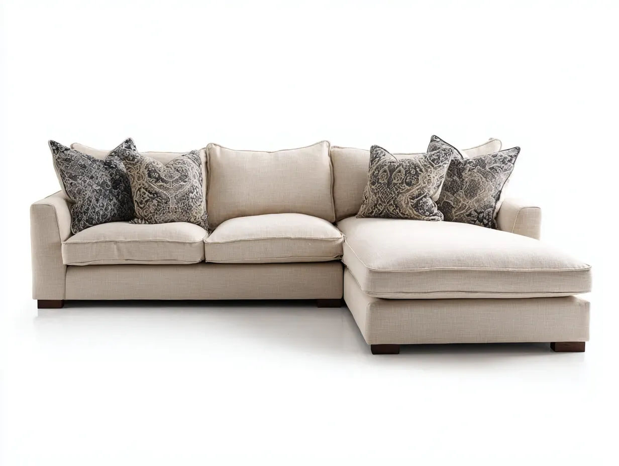 Canapé d'angle - Tissu - 274x178x88 cm - Beige clair - Style élégant-Dengoio