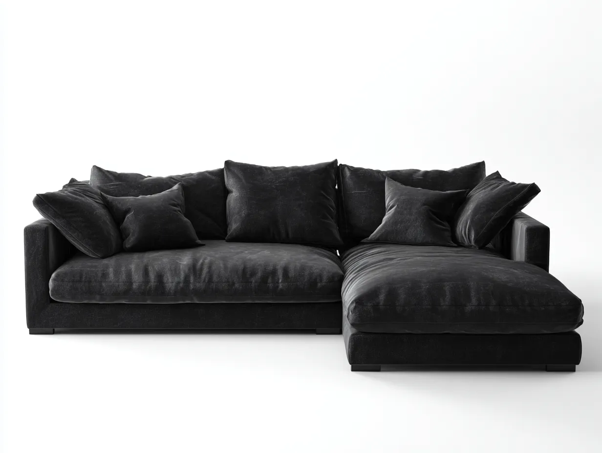 Canapé d'angle - Tissu - 275x170x85 cm - Noir - Design contemporain-Dengoio