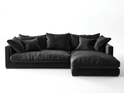 Canapé d'angle - Tissu - 275x170x85 cm - Noir - Design contemporain-Dengoio