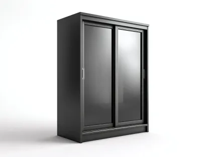 Armoire à portes coulissantes-Bois-Verre-Métal-200x60x210 cm-Noir-Style moderne raffiné-Dengoio