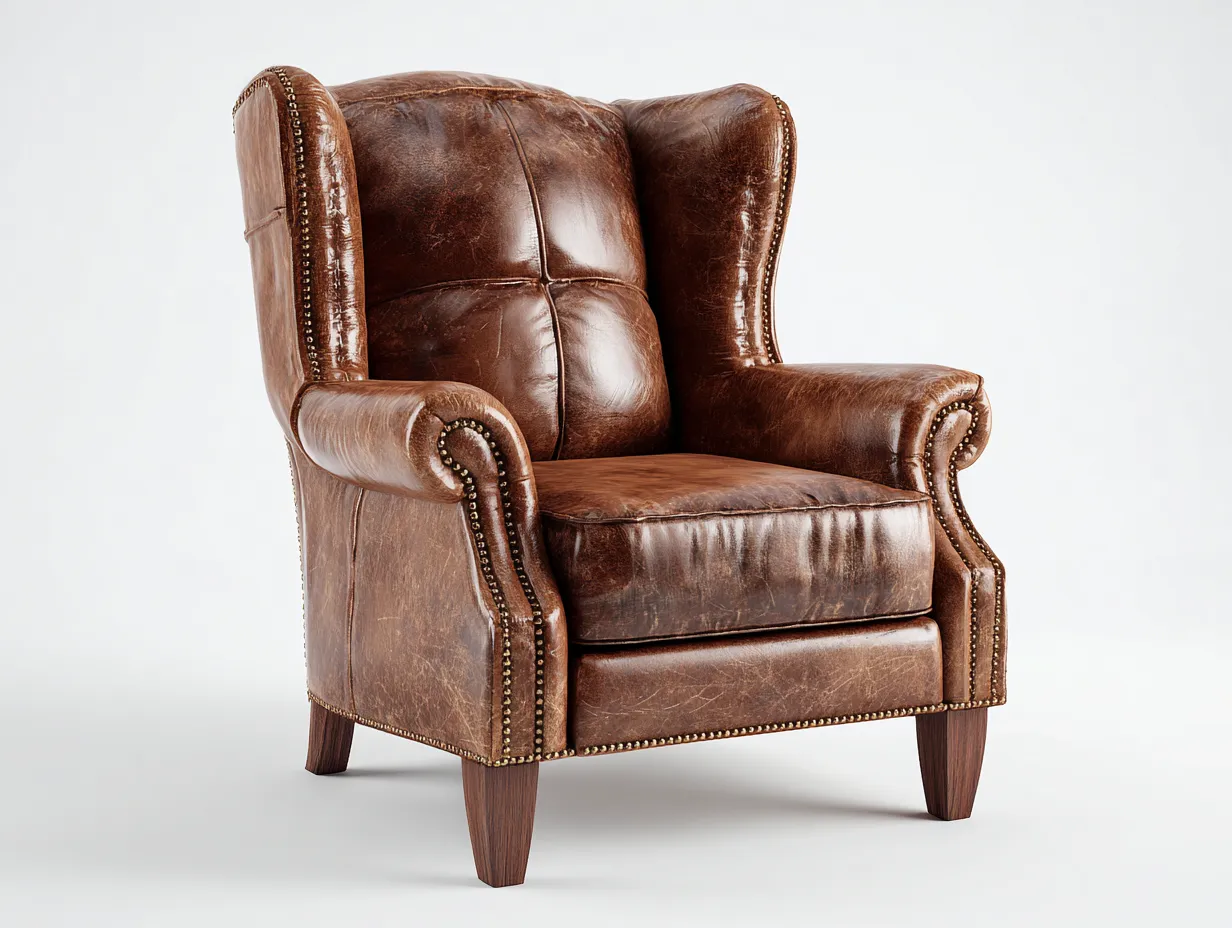 Fauteuil en cuir-cuir véritable-96x90x118 cm-marron-style classique capitonné-Homimyly