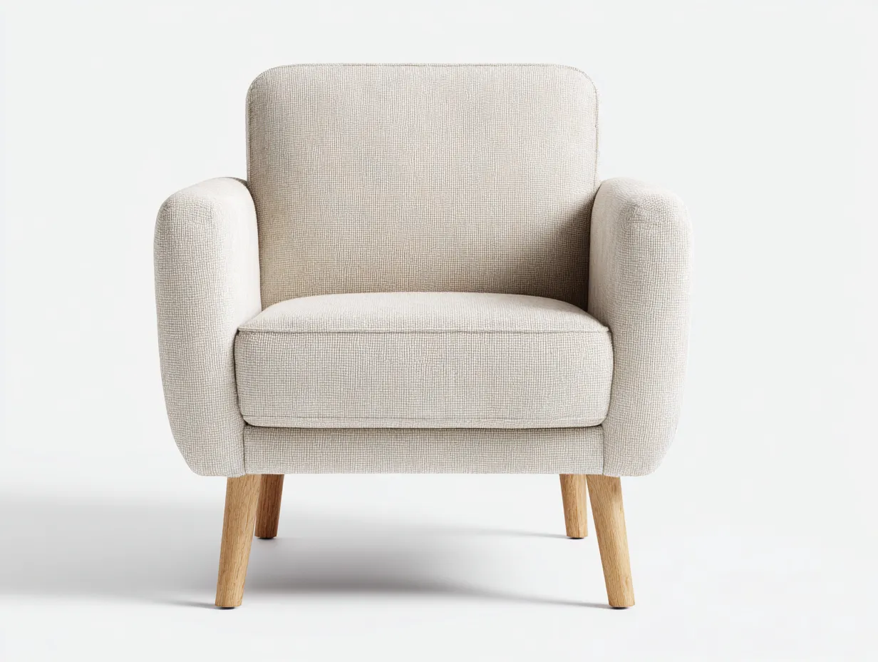 Fauteuil en tissu - tissu-bois - 78x74x84 cm - Beige - Style scandinave-Homimyly