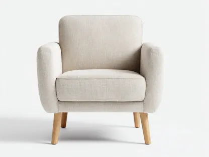 Fauteuil en tissu - tissu-bois - 78x74x84 cm - Beige - Style scandinave-Homimyly