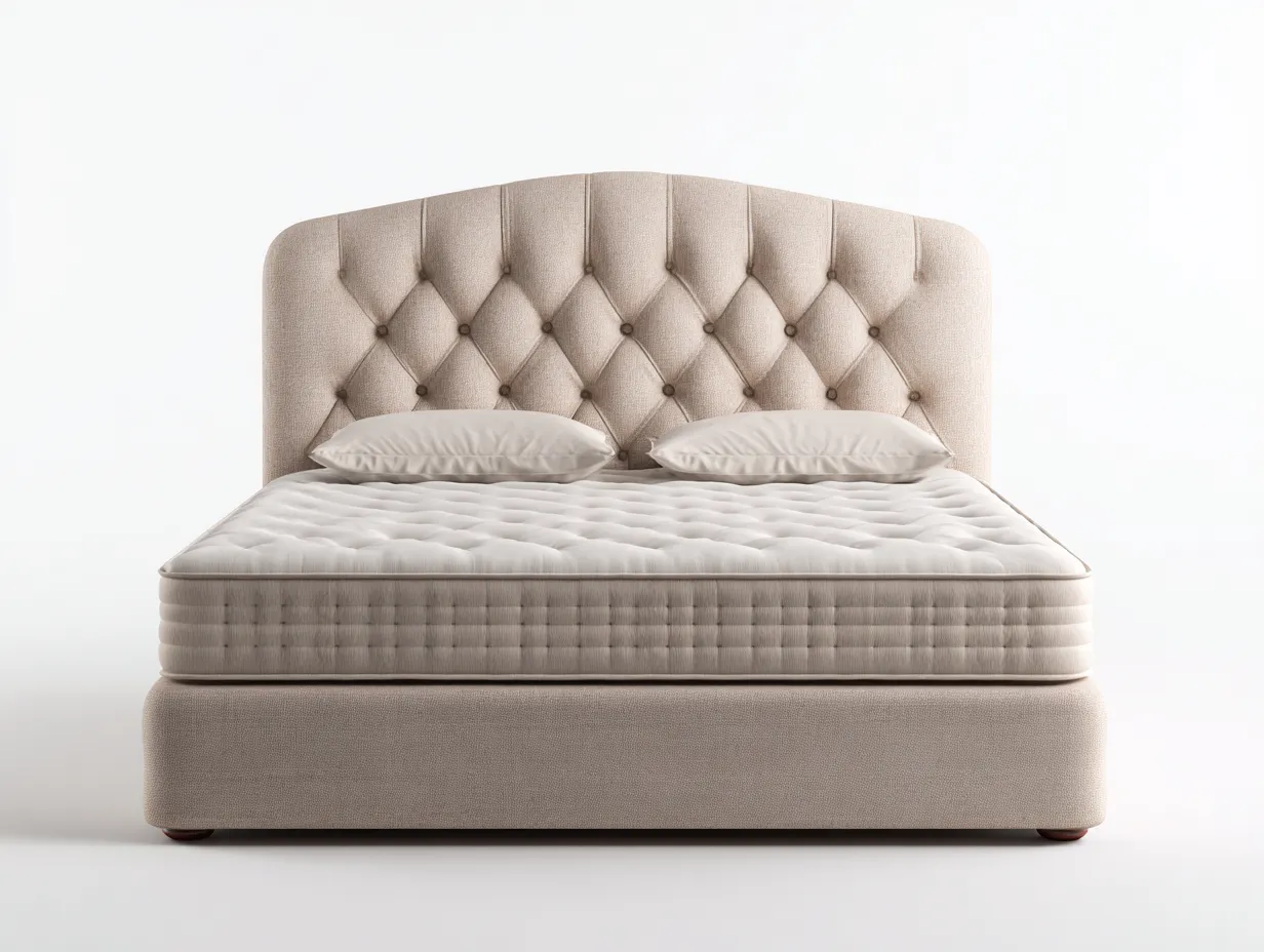 Lit double - Tissu - 210x160x110 cm - Beige - Style élégant-Homimyly