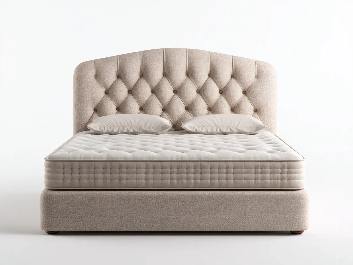 Lit double - Tissu - 210x160x110 cm - Beige - Style élégant-Homimyly