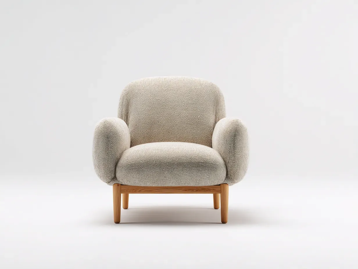 Fauteuil en tissu - tissu-bois - 76x72x80 cm - Beige - Style contemporain-Homimyly