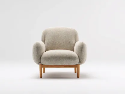 Fauteuil en tissu - tissu-bois - 76x72x80 cm - Beige - Style contemporain-Homimyly