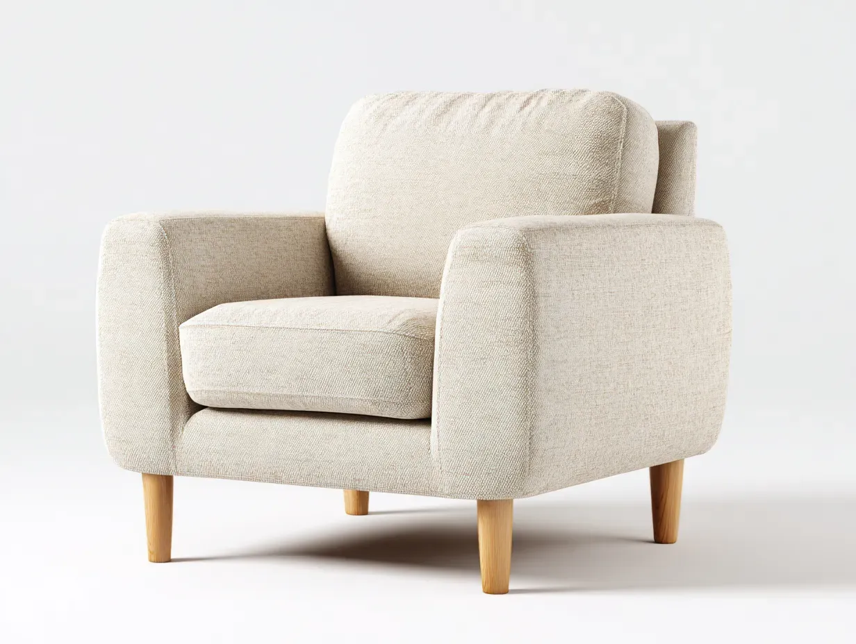 Fauteuil en tissu - tissu-bois - 80x76x85 cm - Beige - Style contemporain-Homimyly