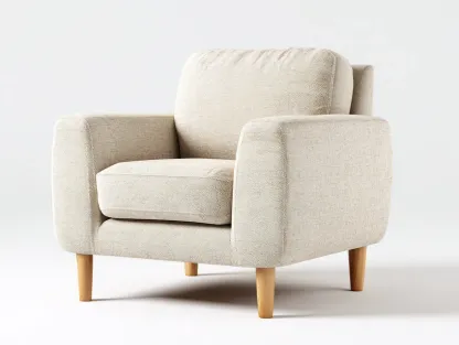 Fauteuil en tissu - tissu-bois - 80x76x85 cm - Beige - Style contemporain-Homimyly