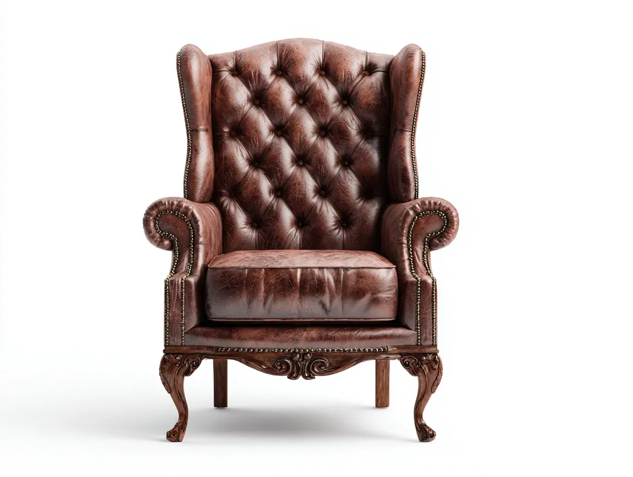 Fauteuil en cuir-cuir véritable-92x86x112 cm-marron-style classique capitonné-Homimyly