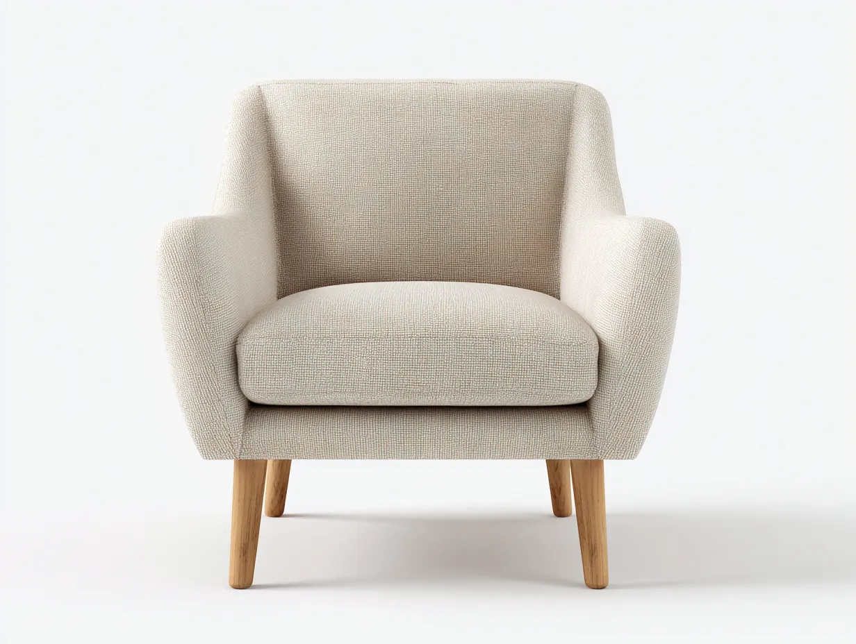 Fauteuil en tissu - tissu-bois - 77x73x82 cm - Beige - Style contemporain-Homimyly