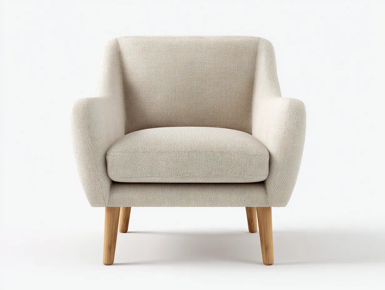 Fauteuil en tissu - tissu-bois - 77x73x82 cm - Beige - Style contemporain-Homimyly