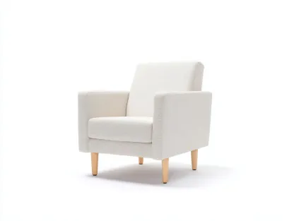 Fauteuil en tissu - tissu-bois - 80x76x85 cm - Beige - Style moderne-Homimyly
