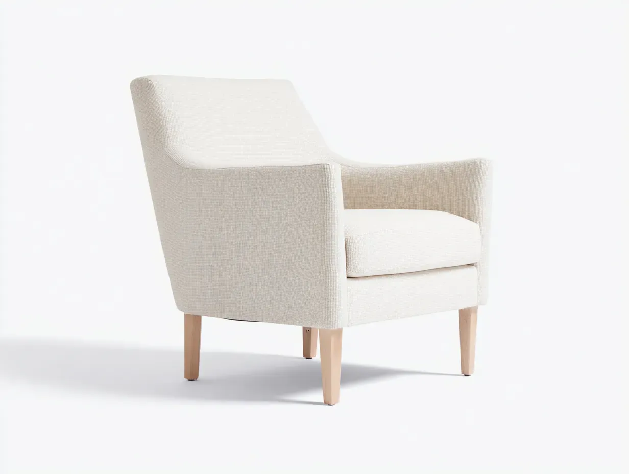 Fauteuil en tissu - tissu-bois - 79x75x83 cm - Beige - Style moderne-Homimyly