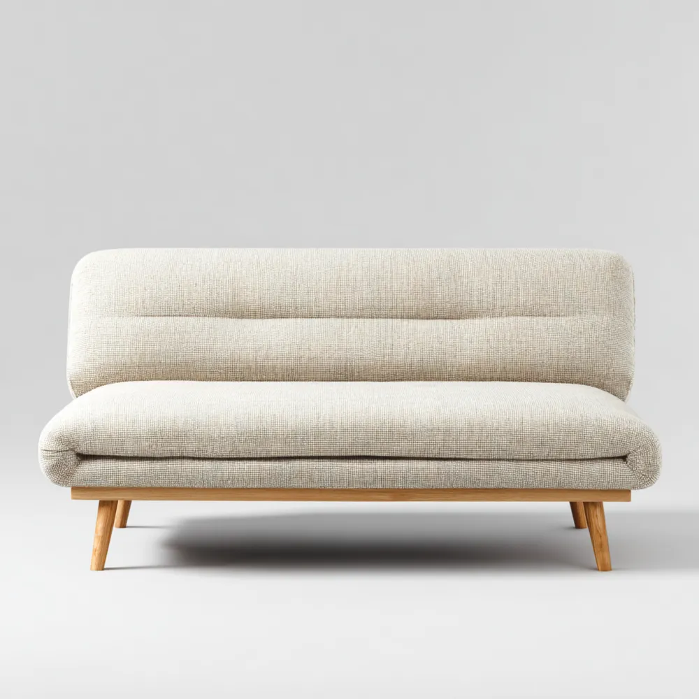 Divano due posti in legno e tessuto 150x85x75 cm - Beige - Design moderno