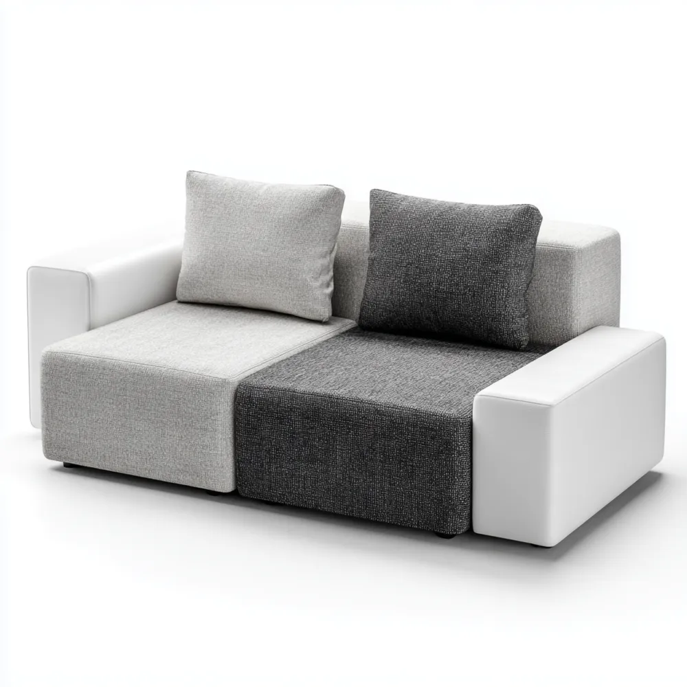 Divano 2 posti in tessuto 150x80x70 cm – Grigio Chiaro/Grigio Scuro – Design Moderno