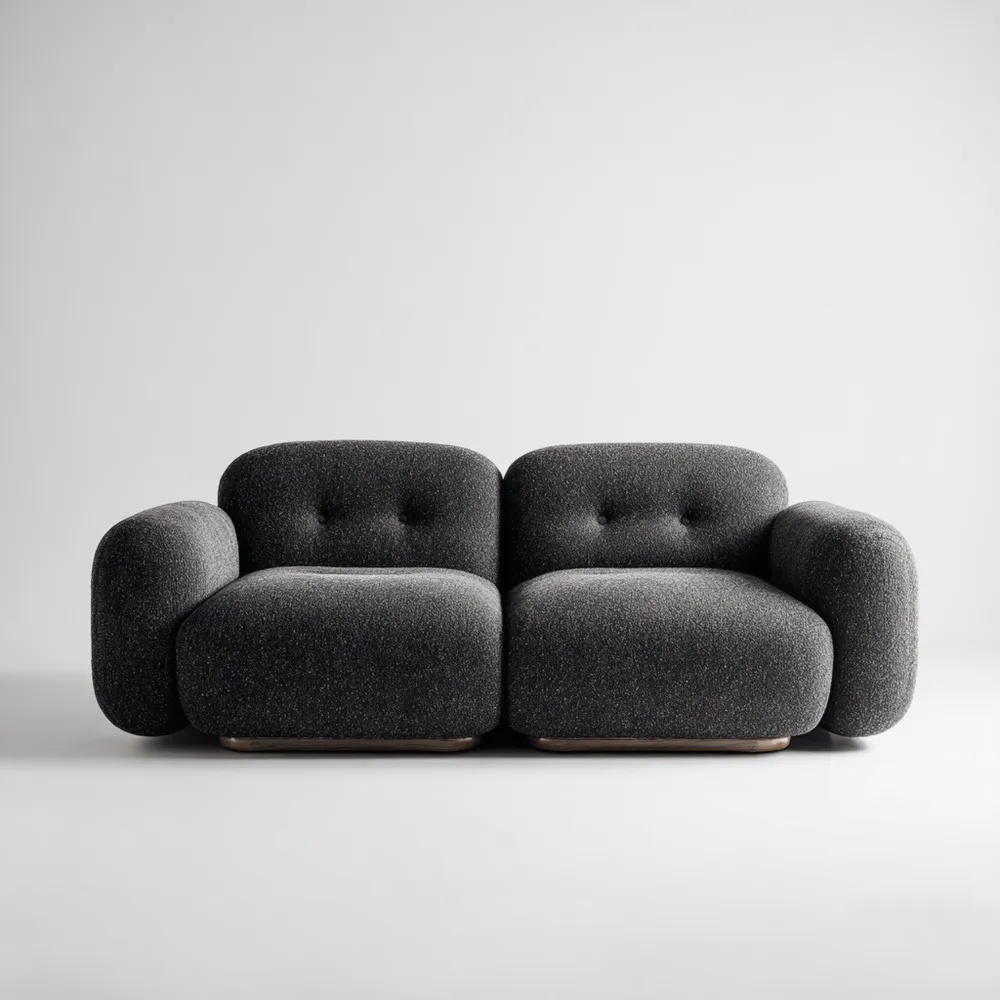 Divano Due Posti Imbottito 160x90x85 cm - Grigio Scuro - Design Moderno