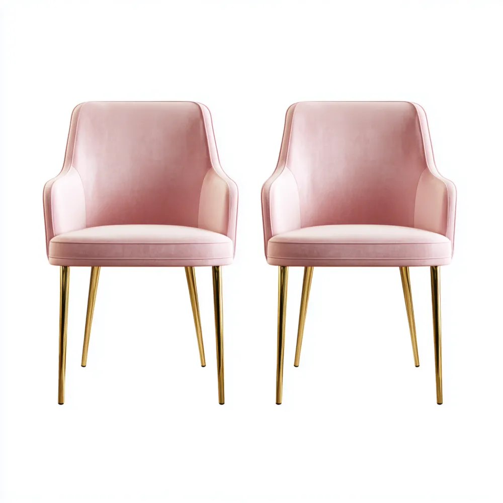 Paire de chaises de salle à manger en velours 50x60x85 cm - Rose