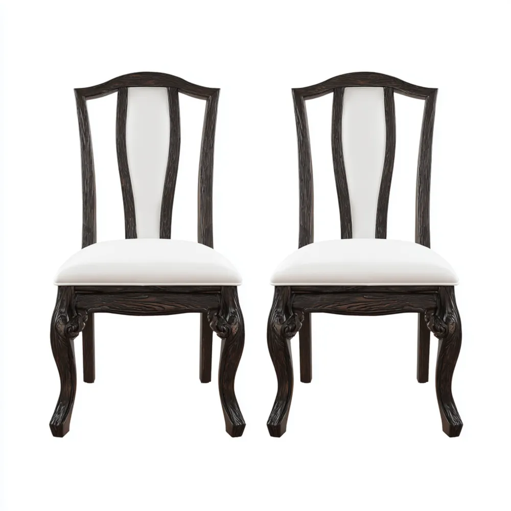 Chaise de salle à manger 45x42x92 cm Ensemble de 2 Bois et Similicuir - Noir/Blanc