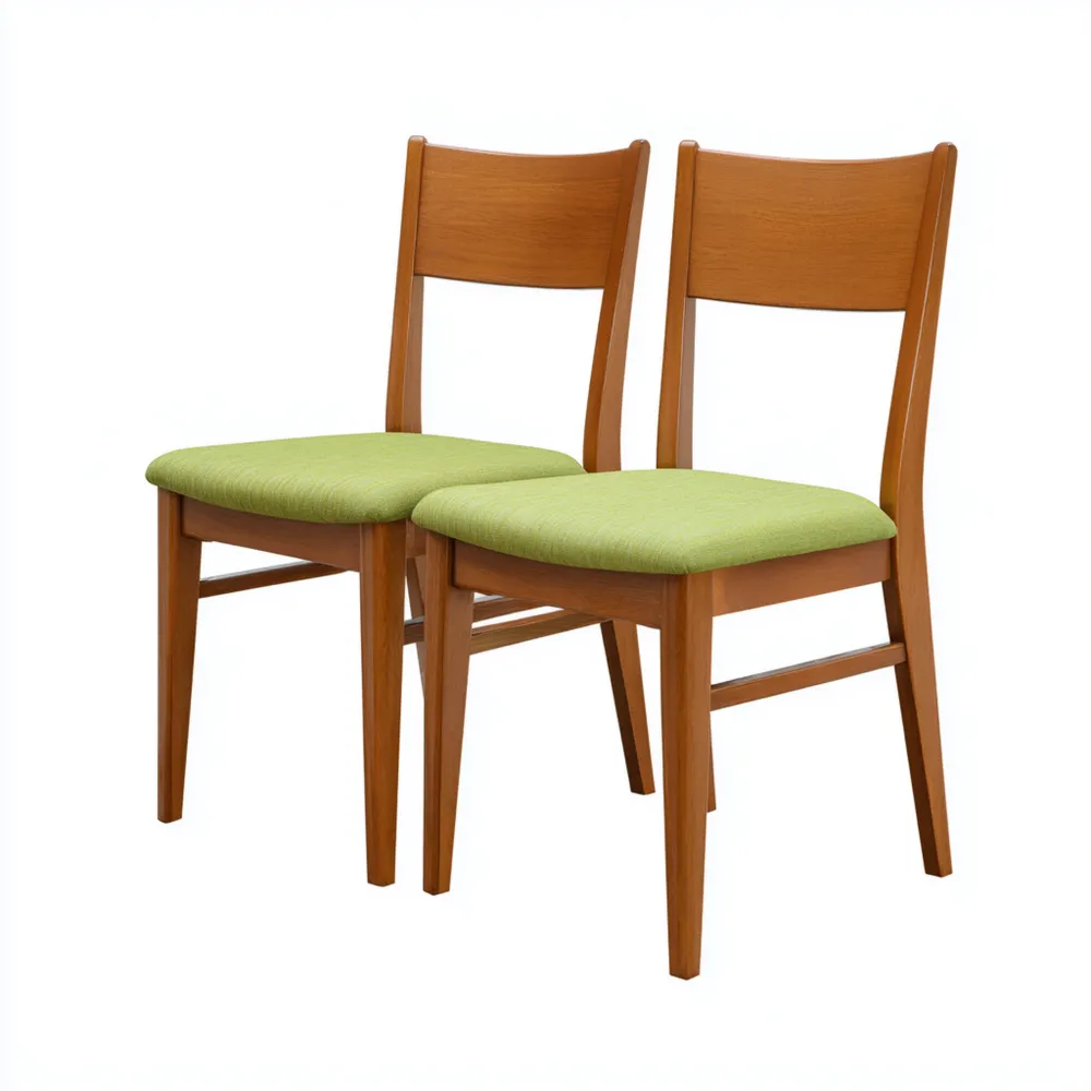 Chaises de salle à manger en Bois et Tissu 45x50x90 cm - Vert - Style Classique