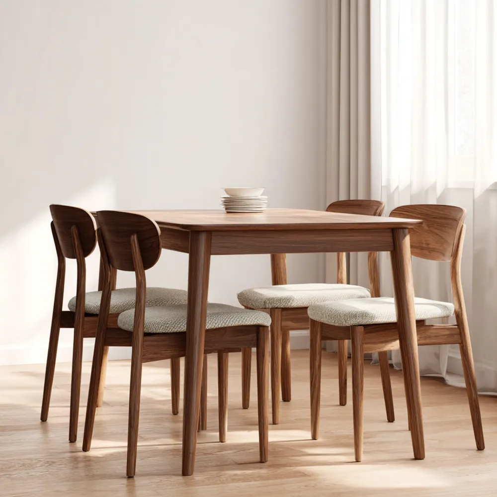 Ensemble table et chaises en bois massif 120x80x75 cm – Chêne naturel – Design scandinave