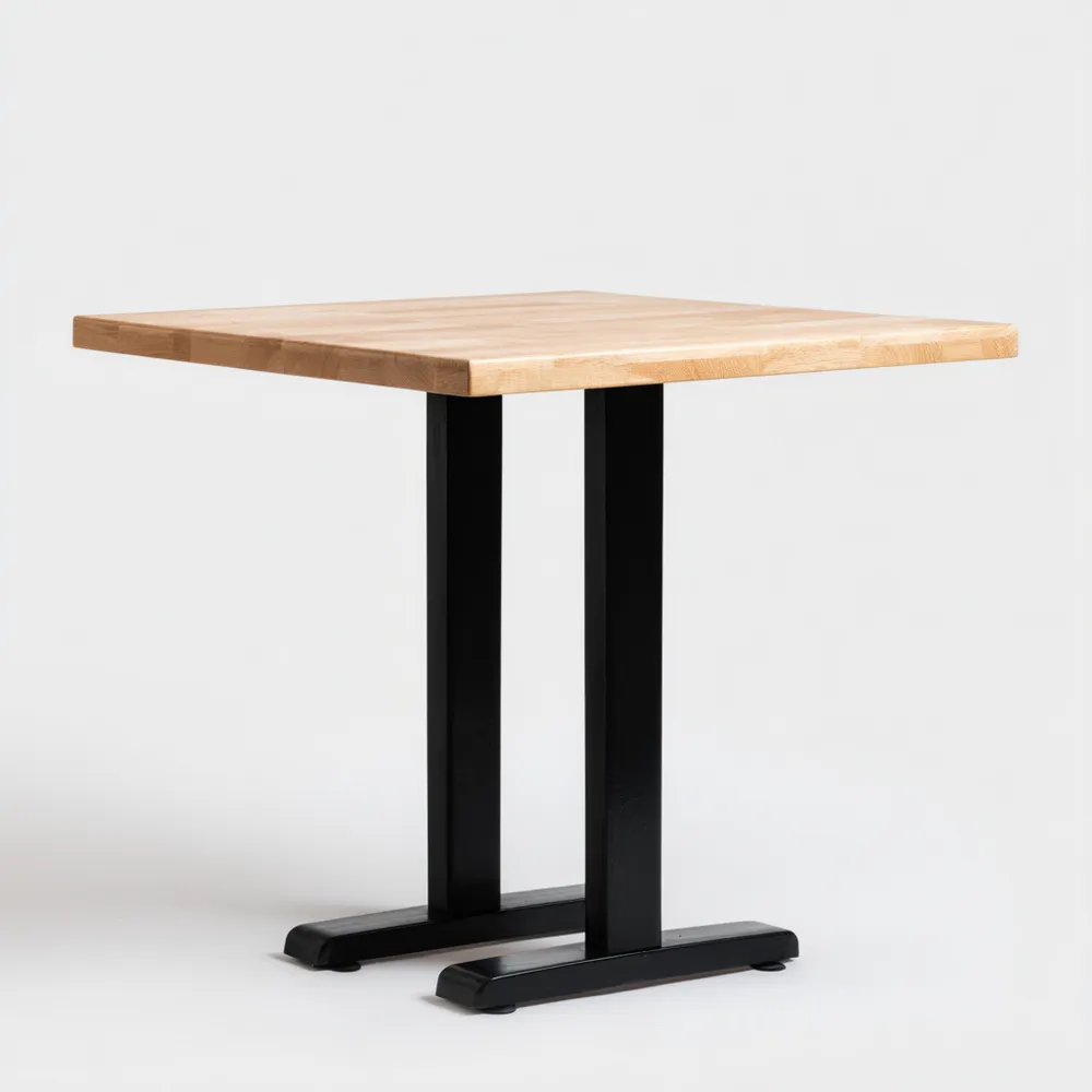 Table de Bar Industrielle 70x70x105 cm – Noir et Bois Naturel