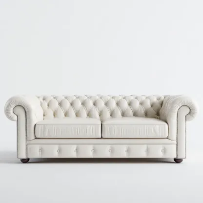 Divano due posti pelle 200x90x80 cm - Bianco - Design classico