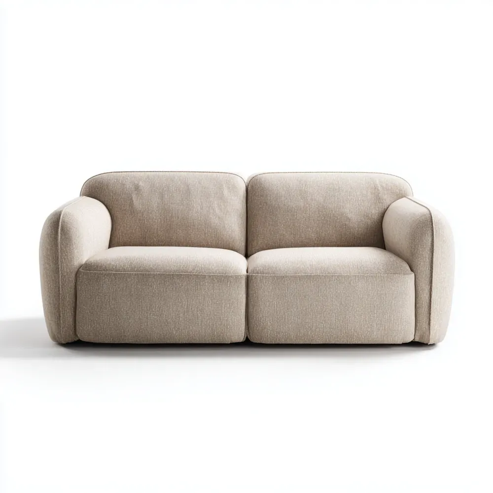 Divano due posti 150x85x70 cm in tessuto - Beige - Design moderno