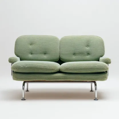 Divano due posti tessuto 140x80x75 cm - Verde - Design contemporaneo