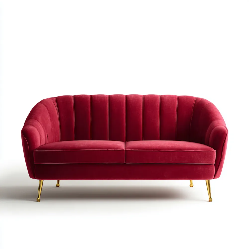 Divano due posti in velluto 150x80x85 cm - Rosso - Design moderno