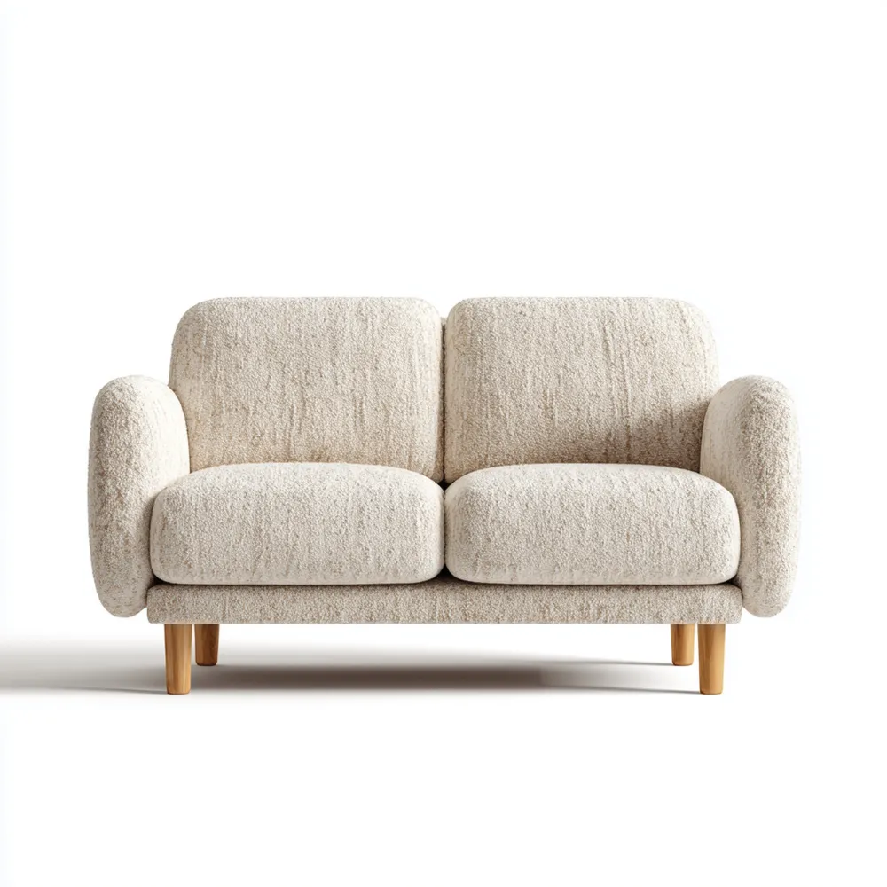 Divano due posti tessuto Bouclé 150x85x90 cm - Beige - Design contemporaneo