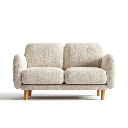 Divano due posti tessuto Bouclé 150x85x90 cm - Beige - Design contemporaneo