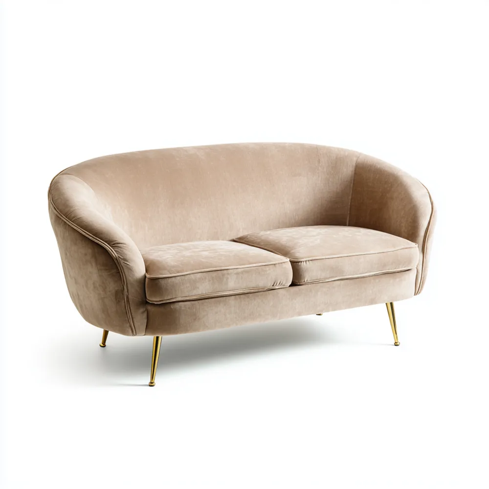 Divano due posti velluto 150x85x75 cm - Beige - Design elegante