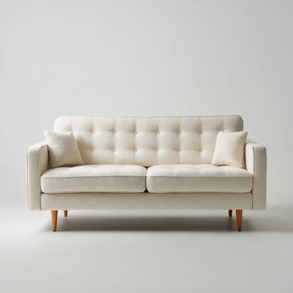 Divano due posti - Tessuto 150x90x80 cm - Bianco crema - Design moderno