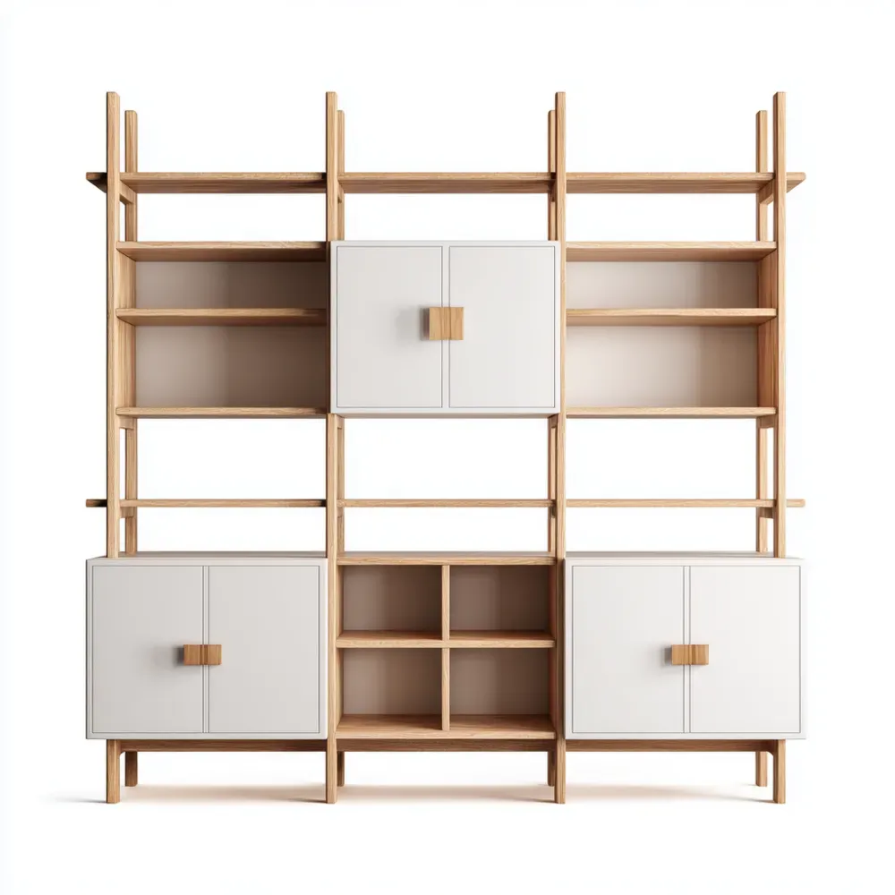 Scaffale decorativo Legno e MDF 200x40x180 cm – Bianco/Naturale – Design Moderno