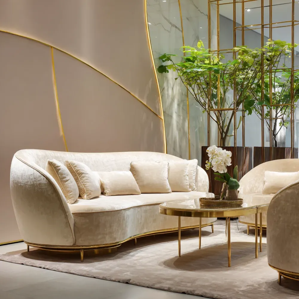 Divano due posti in velluto 160x90x75 cm - Design moderno - Crema