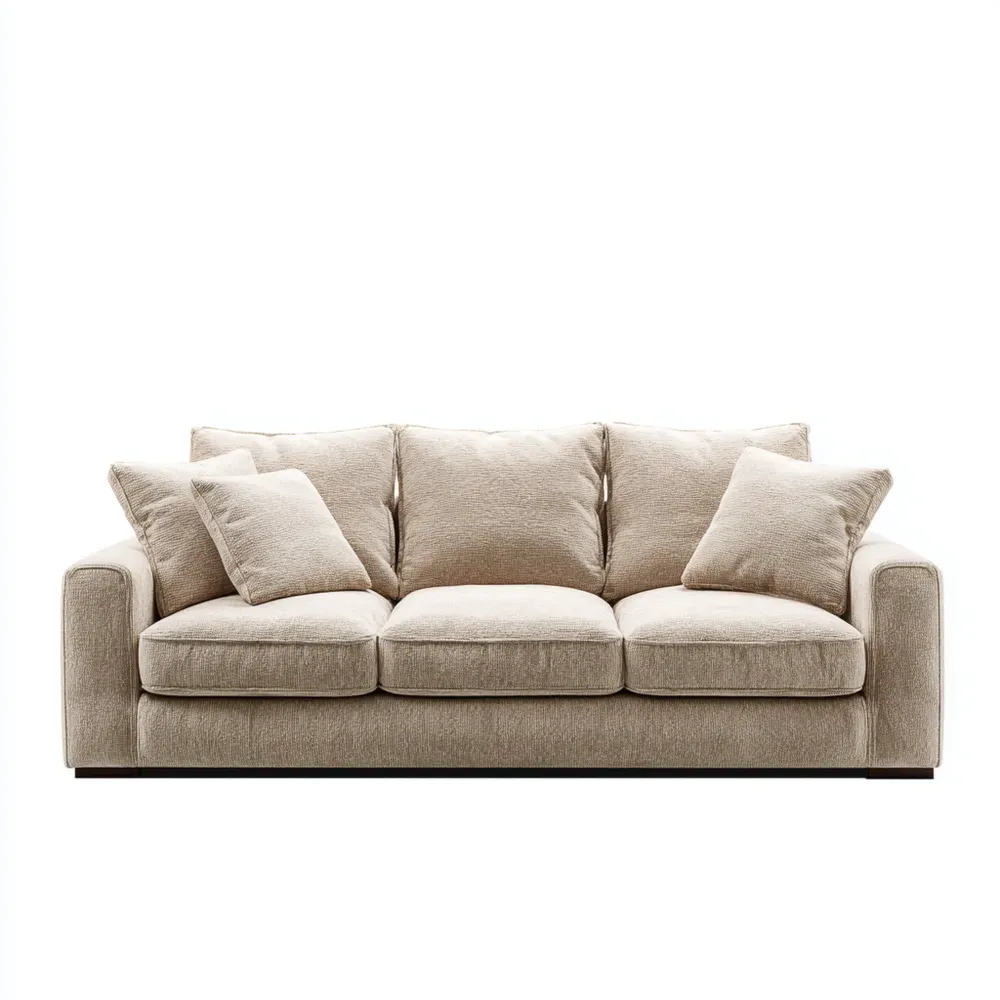 Divano a tre posti 200x85x90 cm - Tessuto morbido - Beige - Design Contemporaneo