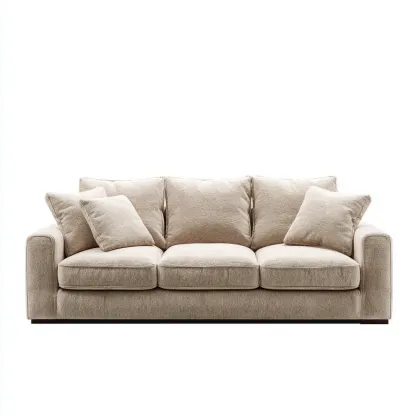 Divano a tre posti 200x85x90 cm - Tessuto morbido - Beige - Design Contemporaneo