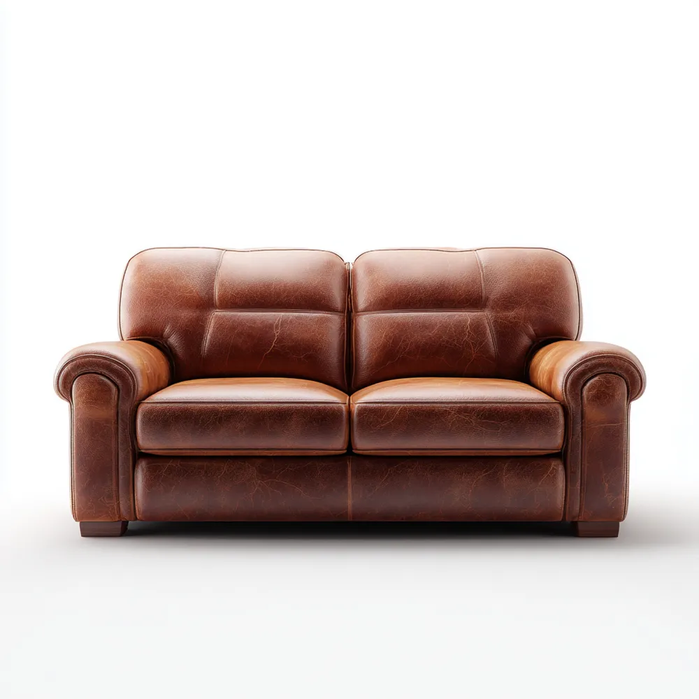 Divano due posti in pelle 145x85x90 cm - Marrone - Classico