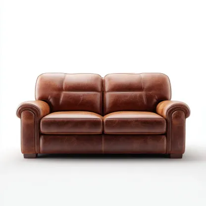 Divano due posti in pelle 145x85x90 cm - Marrone - Classico